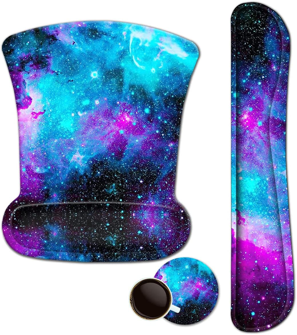 Mouse Pad with Wrist Support and Keyboard Wrist Rest Pad Set,Ergonomic Mouse Pads for Computers Laptop,Non-Slip Comfortable Mousepad W/Raised Memory Foam for Easy Typing & Pain Relief (Arts Butterfly)